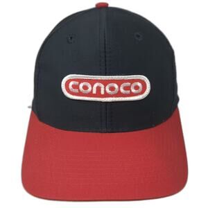Kati Snapback Hat Black Red Conoco Logo OS Adjustable Embroidered Gas Oil Patch
